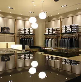 commercial shop with suits and lighting