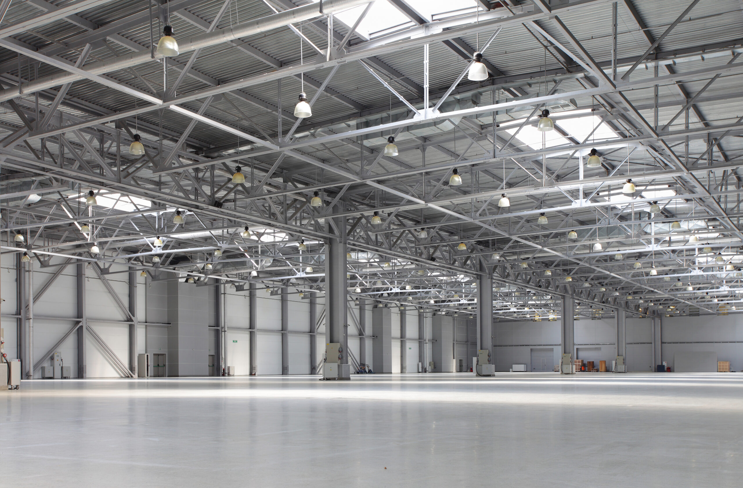 Empty industrial unit, lighting